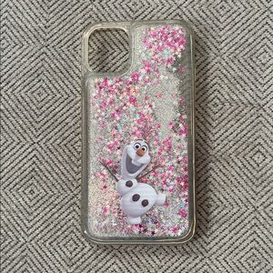 Disney’s Olaf Glittery Silver and Pink water iPhone 11 Case